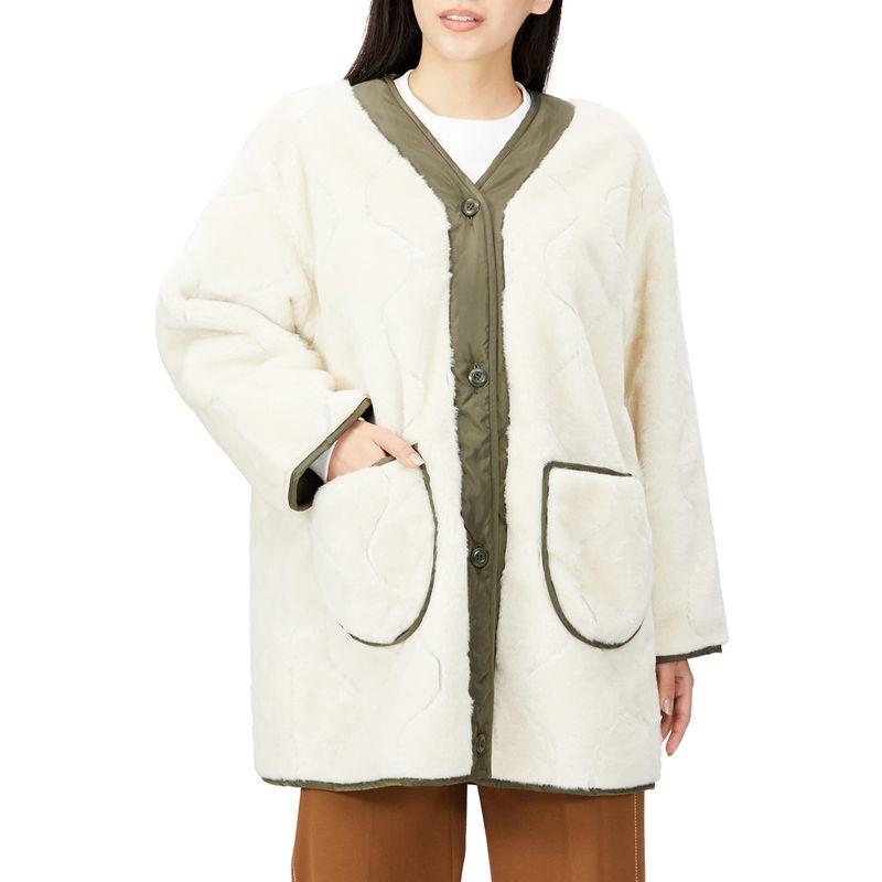 アルファインダストリーズ フェイクファーコート W'FAKE FUR QUILT LINER JK TA7142 レディース IVORY/O