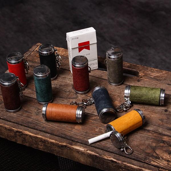 携帯灰皿 おしゃれ アシュトレイ キーホルダー 吸殻入れ アイコス 革