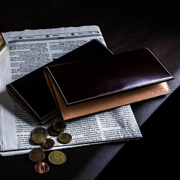 財布 長財布 メンズ フラソリティシェルコードバン 小銭入れ付き  