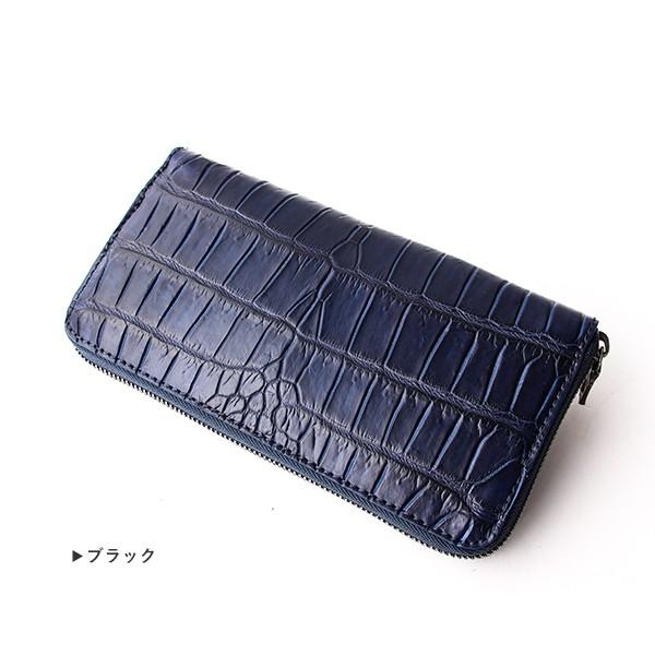 ヴァーミリオン　ラウンドファスナー　クロコダイル　長財布　黒　期間限定出品 財布 ラウンド財布 メンズ ヴァーミリオン阿波正藍染クロコ