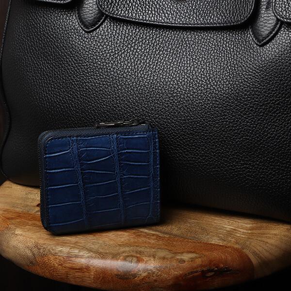 【２点セット】 財布 ヴァーミリオン 阿波正藍染クロコ L字ショート小銭入れ付二つ折り財布 vermilion 【S1093880500】(38500円)