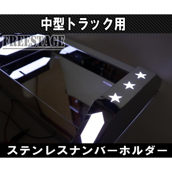 ナンバープレート枠(中型車用) パイロットランプ付 ステンレス