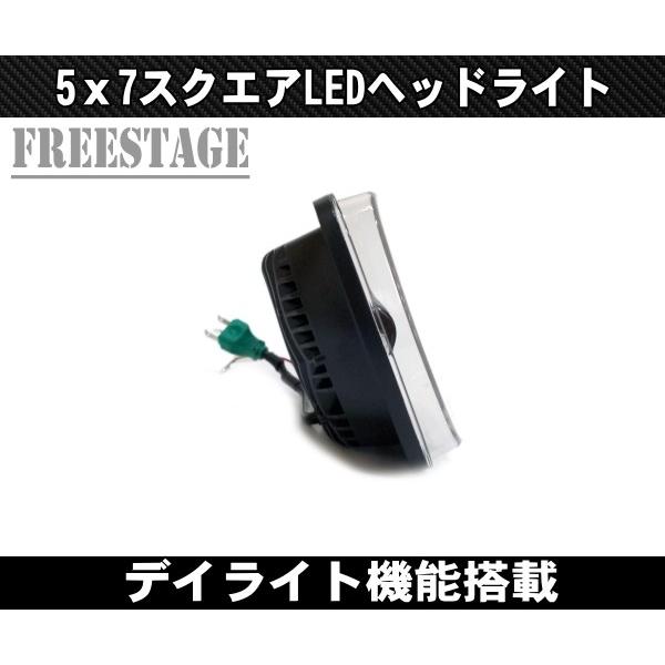 汎用5×7 LED ヘッドライト S13 SW20 AE86 KP61 JZA70 プラド B310 ハイラックス サニトラ FC3S 180SX 角型 角目 車検対応 ウィンカー内蔵の画像