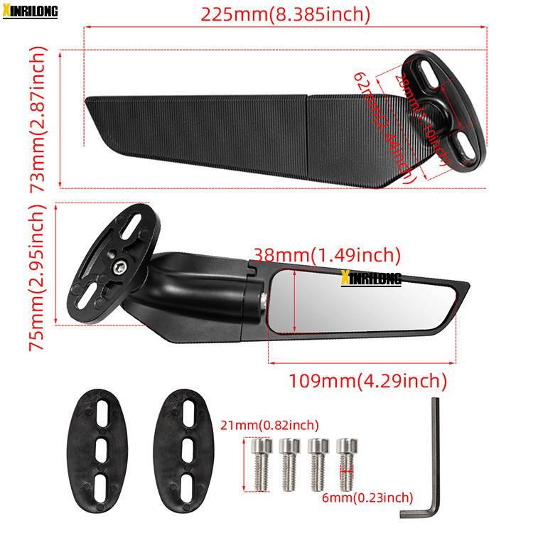 バイク用 汎用 カウルマウントミラー エアロ カナード型 金属製