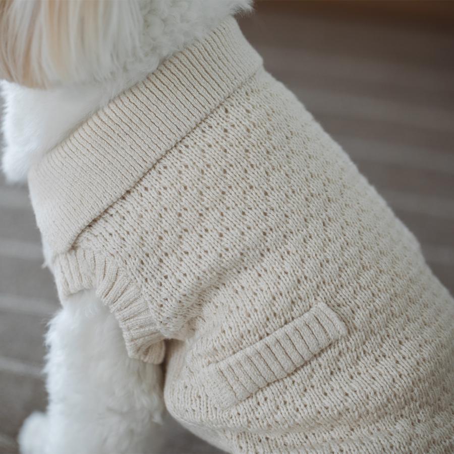 オーガニックポップコーンニット L / LL ウェア 犬服 ドッグ ペット 子犬 セーター かわいい オーガニック シンプル 国産 日本 おしゃれ 旅行の画像