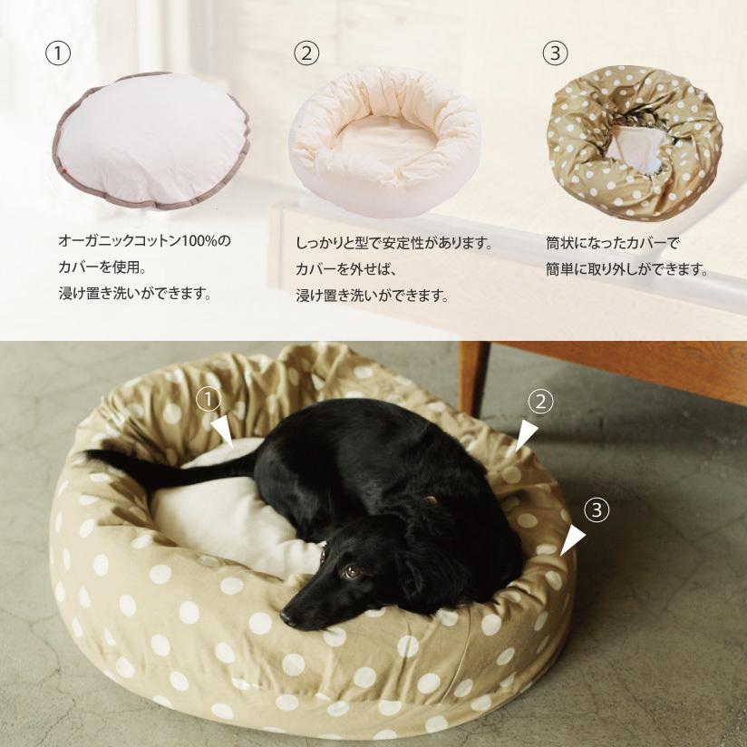 ウォッシャブルラウンドベッド L ドッグベッド 犬 猫 シンプル 大型犬