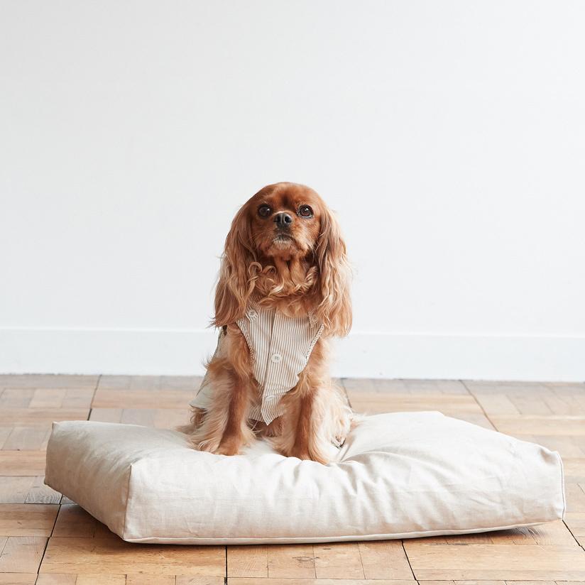 コットンリネンスクエアベッド M ペットベッド 春夏 ペットマット ペットクッション 犬 ドッグ 室内 おしゃれ シンプル 小中型犬 大型犬 洗えるの画像