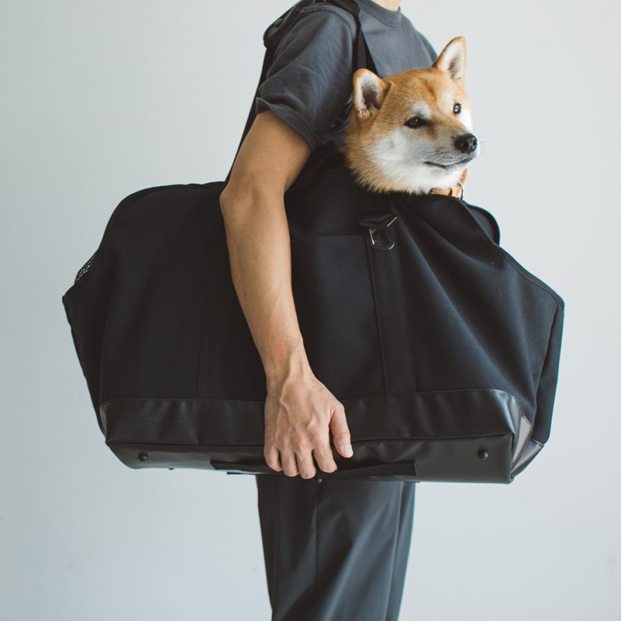 ペットキャリー中型犬フリーステッチブラックペットキャリーバッグ 
