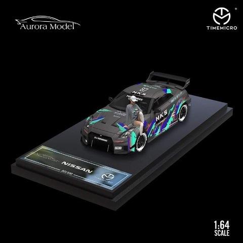 新品 TM Time Micro / Aurora Model 1/64 日産 LBWK Nissan GTR R35 HKS フィギュア付き ...