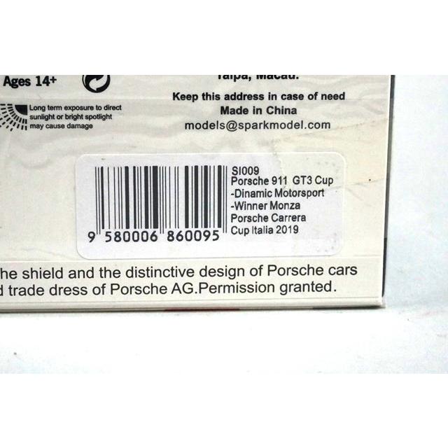 1/43 SI009 スパーク ポルシェ Porsche 911 GT3 Cup Dinamic Motorsport Winner Monza Porsche Carrera  Cup Italia 2019 #8｜freestyle-hobby｜04