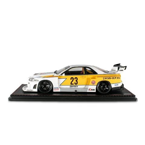 新品 IG2704 イグニッションモデル 1/18 LB-ER34 Super Silhouette SKYLINE White/Yellow With Mr. Kato LBWK限定背景紙_3