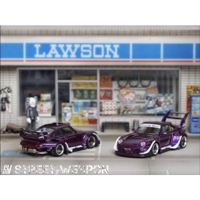 Voiture Miniature Porsche 993 RWB 1:64 - Métal Violet - Street Warrior 2023 - Neuf