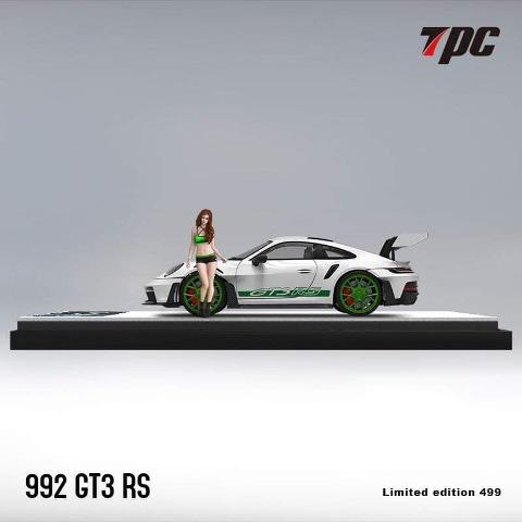 新品 TPC 1/64 ポルシェ Porsche 911 992 GT3 RS White+green