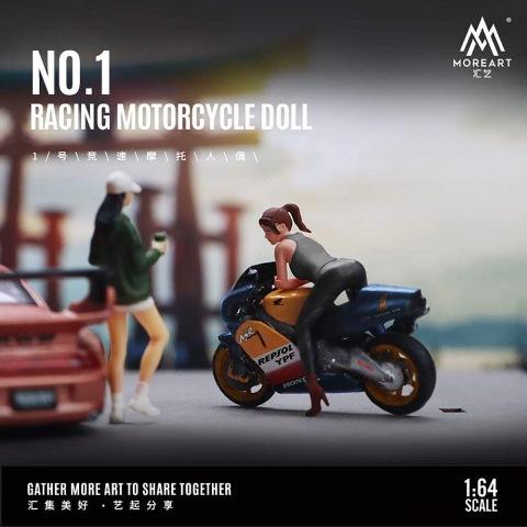 新品 MO222006 MoreArt 1/64  バイク オートバイ NO.1 RACING Motorcycle Doll Set フィギュア付き ブラック 女｜freestyle-hobby｜02