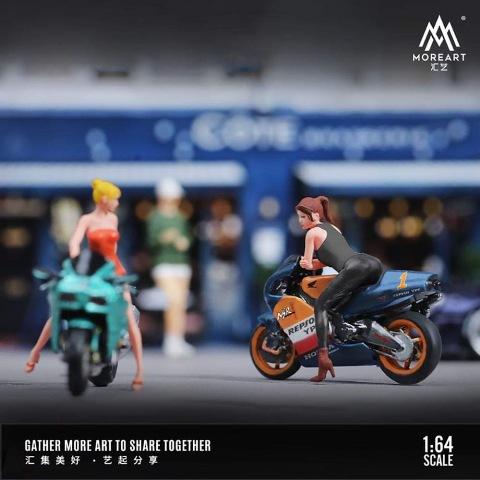 新品 MO222006 MoreArt 1/64  バイク オートバイ NO.1 RACING Motorcycle Doll Set フィギュア付き ブラック 女｜freestyle-hobby｜04