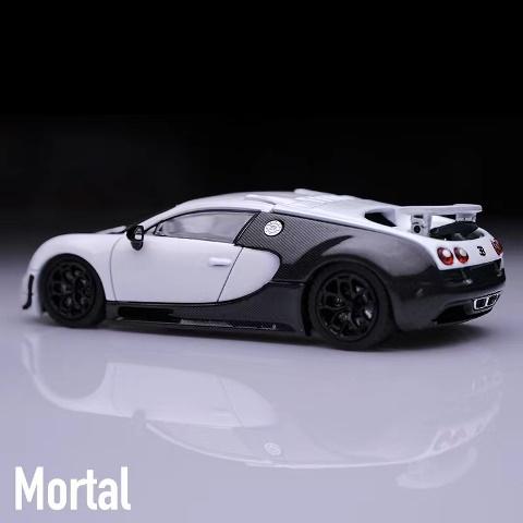 予約  Mortal 1/64 ブガッティ ヴェイロン Bugatti Veyron Super Sport リアカバー着脱式 White-Black Color 限定799台｜freestyle-hobby｜02