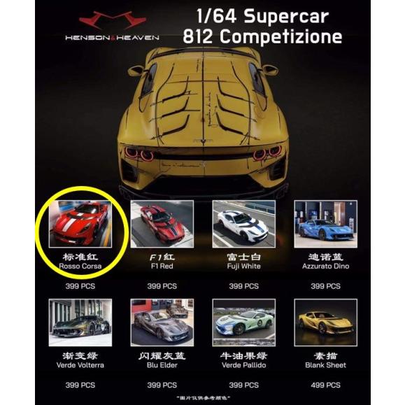 新品 HH64F812C001 HH Model 1/64 812 Competizione Rosso Corsa