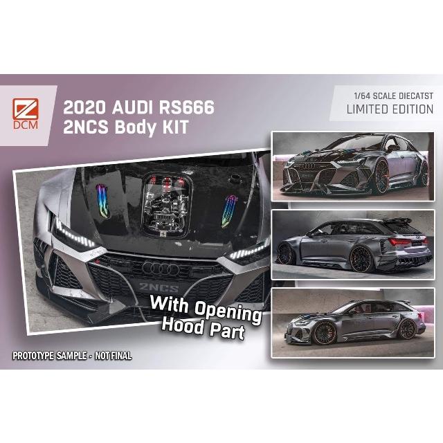 新品 DCM 1/64 アウディ Audi RS666 改造 silver gray ボンネット開閉
