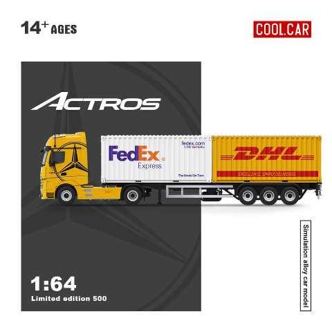 予約 CC646738-40YE Cool Car 1/64 コンテナトラック Actros Container Truck Yellow_1