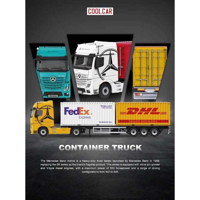 予約 CC646738-40YE Cool Car 1/64 コンテナトラック Actros Container Truck Yellow_2