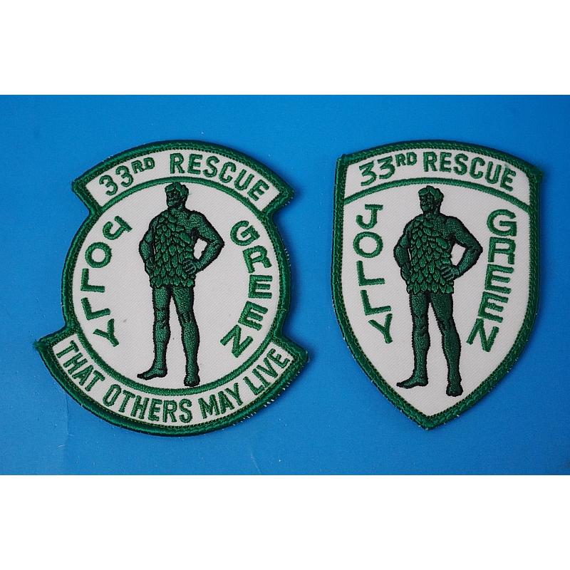 ワッペン USAF アメリカ空軍 33RD RESCUE/第33救難飛行隊 JOLLY GREEN 2種2枚セット ベルクロあり/中古 ...
