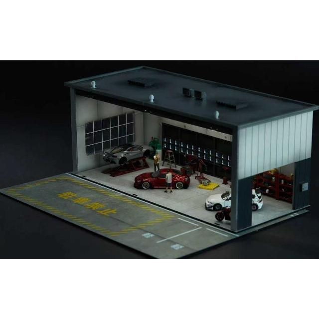 1/64 ジオラマ修理工場、ジオラマ風景、フィギュア付きLED照明 予約 YOU&CAR 1/64 自動車修理工場 ジオラマ Repair Shop Scene Light