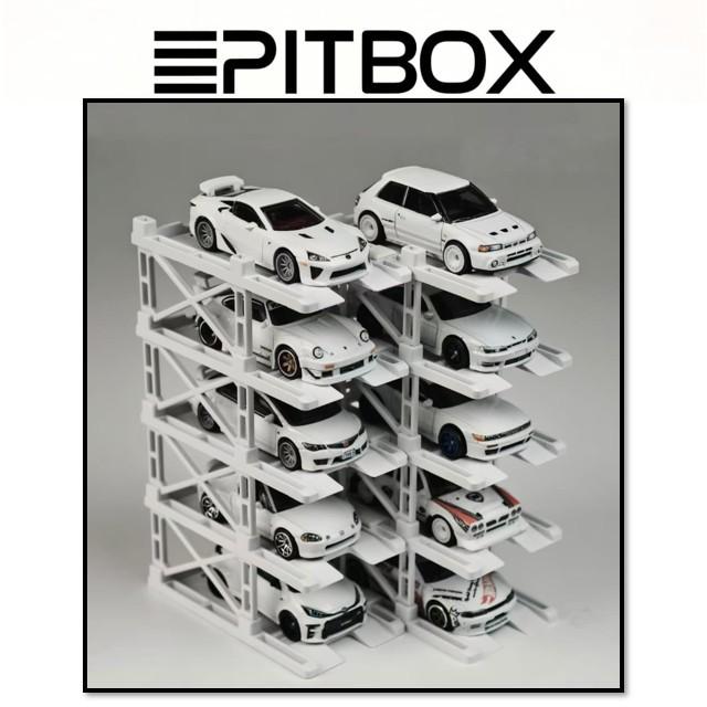 予約 Pitbox 1/64 ミニカー 10台 収納 昇降式 立体駐車場 ジオラマ 10