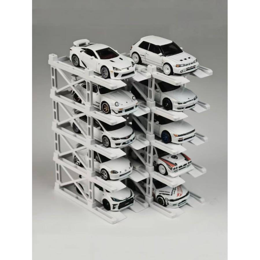 予約 Pitbox 1/64 ミニカー 10台 収納 昇降式 立体駐車場 ジオラマ 10