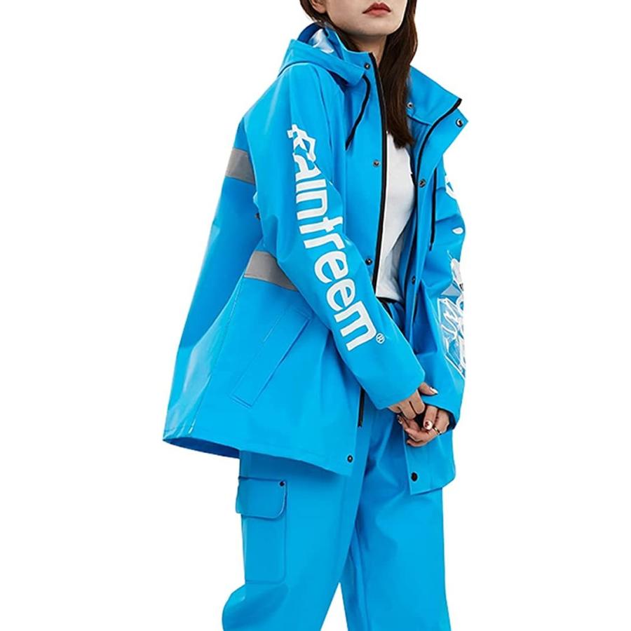 雨合羽 女性 透湿 スマートフォン対応レインウェア レインコート おしゃれ レディース 上下セット ジャケット レディースウエア Free Style レインスーツ カッパ 撥水 メンズ 防水 男女兼用 レディース