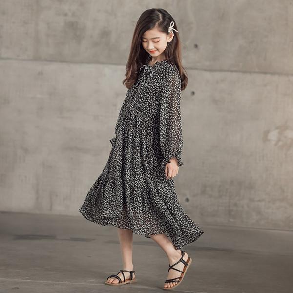 ネコポス便送料無料 花柄ワンピース ジュニア 子供ワンピース 夏物 長袖 キッズミモレワンピース シフォン かわいい リゾート Free Etq 2 株式会社フリースタイル 通販 Yahoo ショッピング