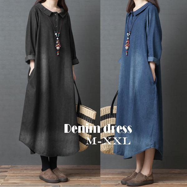 デニムワンピース コーデ 40代 春秋 安い レディース大きいサイズ ロングデニムワンピース カジュアル ロング丈 長袖 Free Lyq 012 株式会社フリースタイル 通販 Yahoo ショッピング
