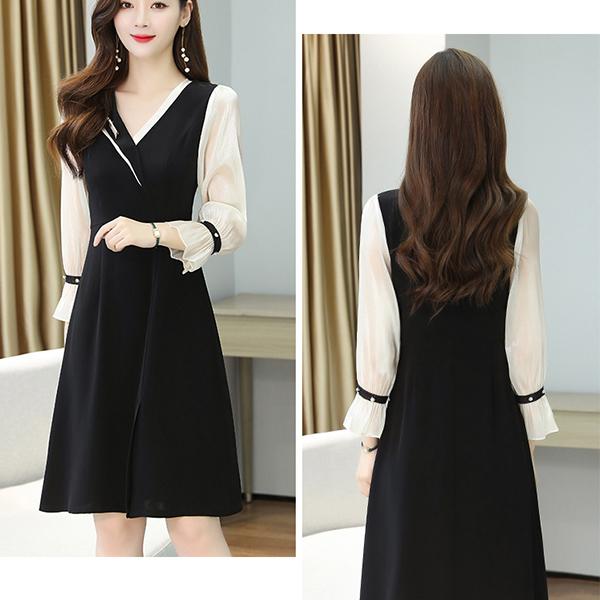 黒ワンピース 結婚式 お呼ばれ 袖あり ブラック 安い フォーマルワンピース 膝丈 Vネック 大きいサイズ 長袖 通勤ol Free Lyq 017 株式会社フリースタイル 通販 Yahoo ショッピング