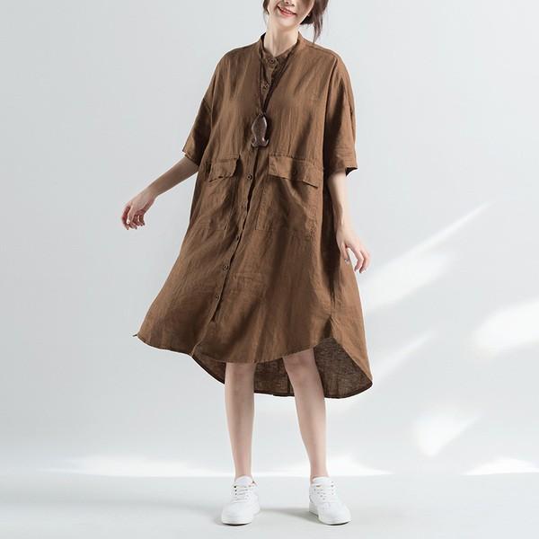 シャツワンピース レディース 40代 30代 カジュアル 夏服 ロング丈シャツワンピース 前開 き後ろ長めシャツワンピース コーデ ロングシャツ 羽織り Free Lyq 0 株式会社フリースタイル 通販 Yahoo ショッピング
