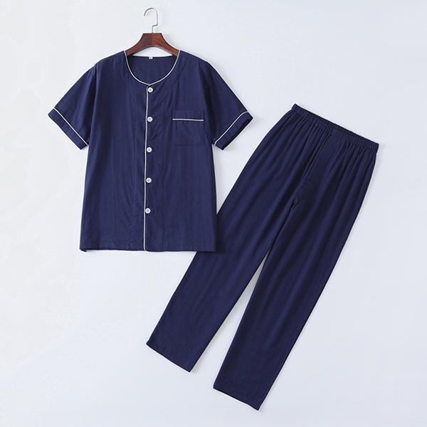 パジャマ メンズ 半袖 長ズボン 襟なし メンズルームウェアパンツ メンズルームウェア上下夏物 パジャマ セットアップ 前開き 綿素材 Free Nssy 02 株式会社フリースタイル 通販 Yahoo ショッピング