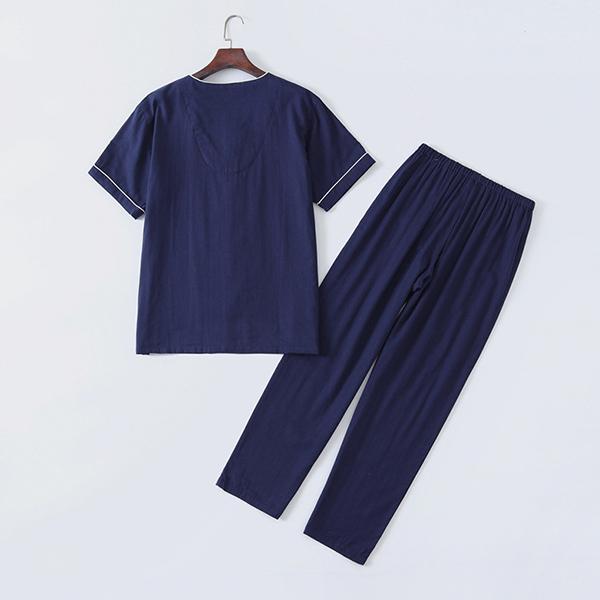 パジャマ メンズ 半袖 長ズボン 襟なし メンズルームウェアパンツ メンズルームウェア上下夏物 パジャマ セットアップ 前開き 綿素材 Free Nssy 02 株式会社フリースタイル 通販 Yahoo ショッピング