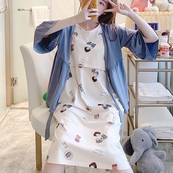 マタニティ パジャマ ワンピース ルームウェア 部屋着 産前産後可 綿素材 授乳パジャマ 夏 安い Free Yfsy503 16 株式会社フリースタイル 通販 Yahoo ショッピング