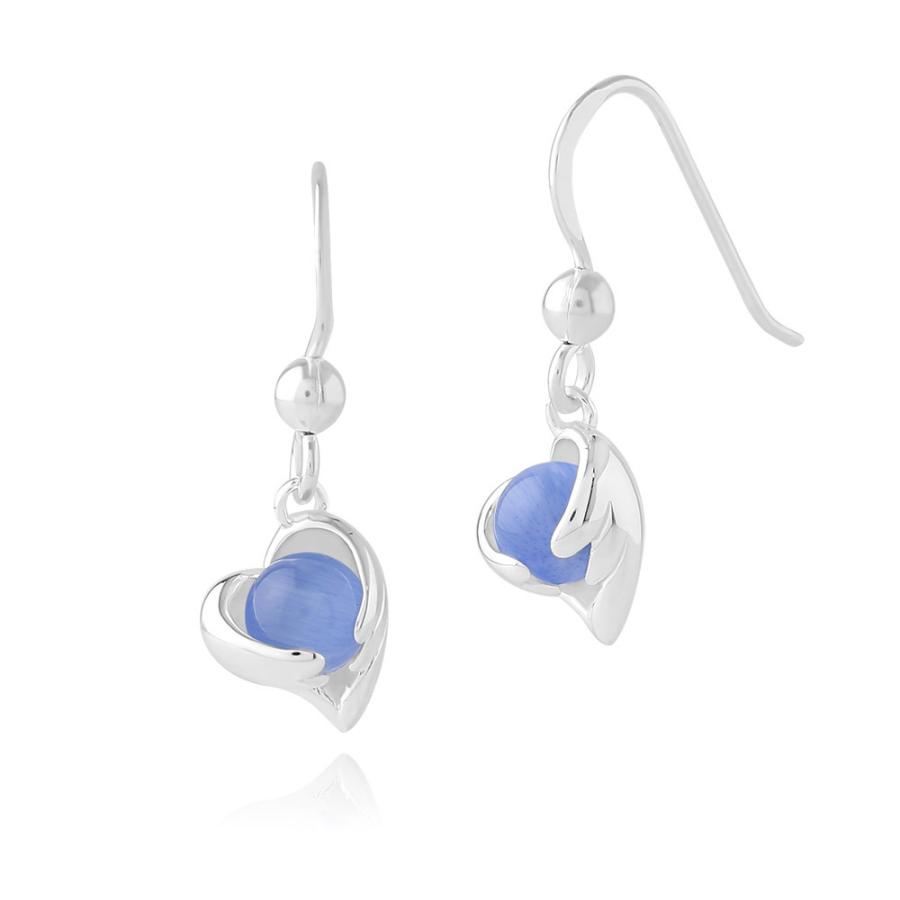 FREE STYLE エンジェルハート ブルーキャッツアイ シルバーピアス 両耳セット ハート レディースピアス プレゼント FSE655-BCE フリースタイル【送料無料】 | Freestyle