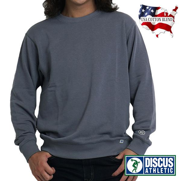 トレーナー メンズ ブランド 裏毛 スウェット インナー ディスカス Discus Usaコットン スポーツ 無地 綿100 部屋着 ルームウェア クルー 春 秋 1473 9551 アウトレット 送料無料