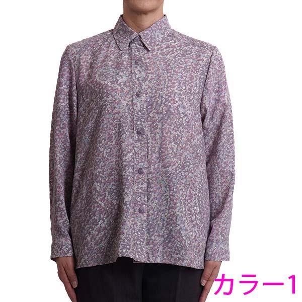 シニア レディース ブラウス 7分袖 シャツ 花柄 60代 ミセス 70代 80代
