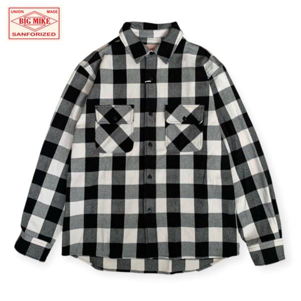 【セール20%OFF】BIG MIKE/ビッグマイク Heavy Flannel Shirts/ヘビーフランネルシャツ 102435201・WHT×BLK | BIG MIKE