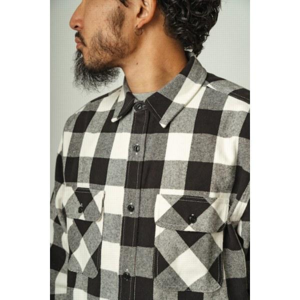 【セール20%OFF】BIG MIKE/ビッグマイク Heavy Flannel Shirts/ヘビーフランネルシャツ 102435201・WHT×BLK | BIG MIKE | 01