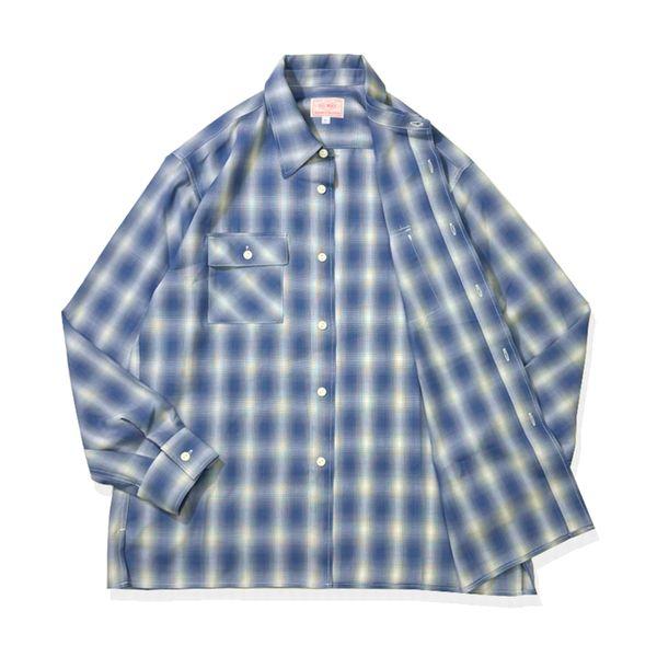 BIG MIKE/ビッグマイク Rayon Mix Ombre Slit LS Shirts/オンブレチェックシャツ 102615013・BLU×WHT | BIG MIKE | 01