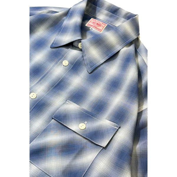 BIG MIKE/ビッグマイク Rayon Mix Ombre Slit LS Shirts/オンブレチェックシャツ 102615013・BLU×WHT | BIG MIKE | 03