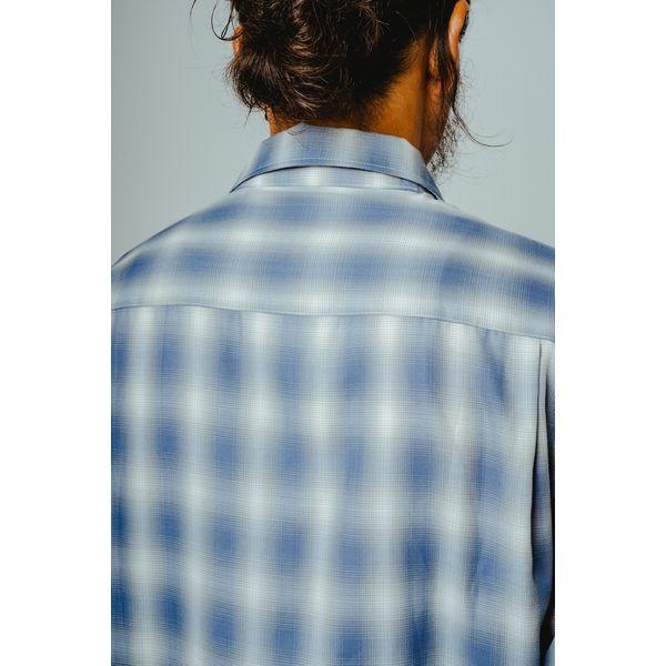 BIG MIKE/ビッグマイク Rayon Mix Ombre Slit LS Shirts/オンブレチェックシャツ 102615013・BLU×WHT | BIG MIKE | 06