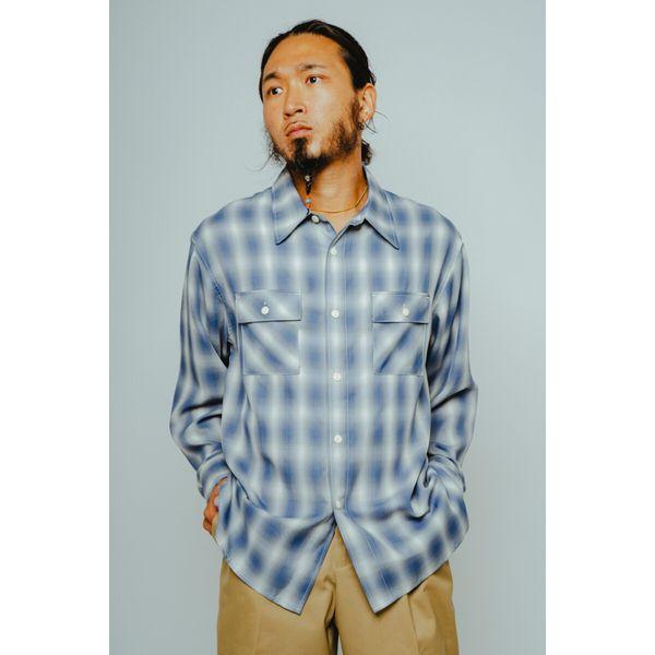 BIG MIKE/ビッグマイク Rayon Mix Ombre Slit LS Shirts/オンブレチェックシャツ 102615013・BLU×WHT | BIG MIKE | 08