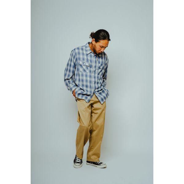 BIG MIKE/ビッグマイク Rayon Mix Ombre Slit LS Shirts/オンブレチェックシャツ 102615013・BLU×WHT | BIG MIKE | 09