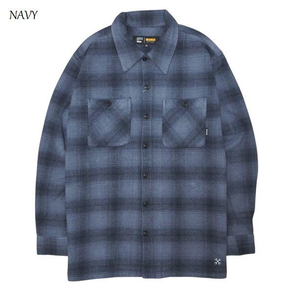 BLUCO(ブルコ) OL-11-047 OMBRE CHECK FLANNEL SHIRT 3色(BLACK/NAVY/PURPLE) BLUCO（ブルコ） 【セール20%OFF】BLUCO/ブルコ OMBRE CHECK FLANNEL