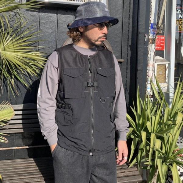 UNCROWD/アンクラウド MESH VEST/メッシュベスト 2302・BLACK 5cm MESH