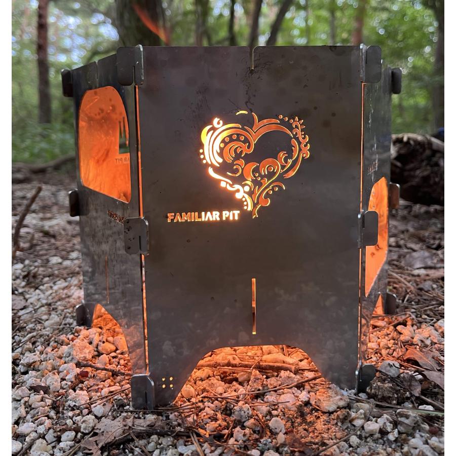 焚き火台 コンロ 組立て式 ランタンカバー おしゃれ 軽量 コンパクト ハート柄 |  | 01