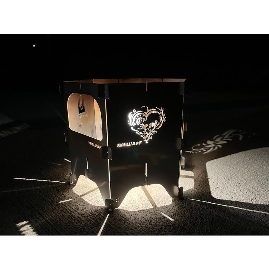 焚き火台 コンロ 組立て式 ランタンカバー おしゃれ 軽量 コンパクト ハート柄 |  | 05